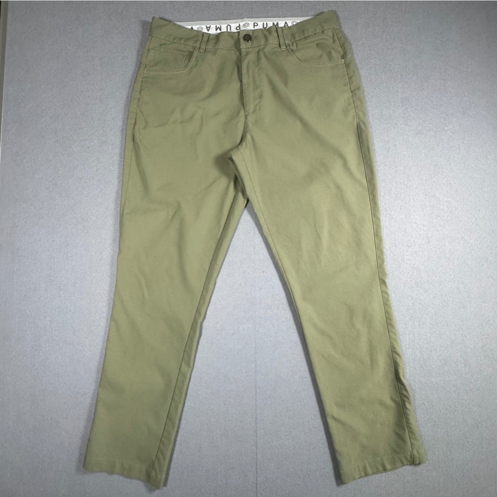 Puma Jackpot Golf Pants Mens 32x29.5 Olive Green Performance Stretch Five Pocket - Picture 3 of 6